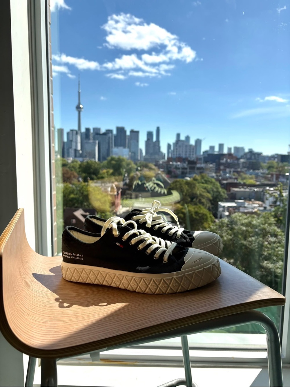 Black Canvas Low-Top Sneakers with Cream Sole